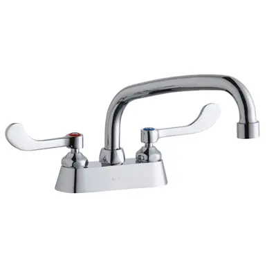 Bargain ELKAY LK406AT08T4 4" Centerset with Exposed Deck Faucet with 8" Arc Tube Spout 4" Wristblade Handles