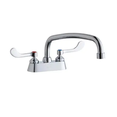 ELKAY LK406AT12T4 4" Centerset with Exposed Deck Faucet with 12" Arc Tube Spout 4" Wristblade Handles High Quality