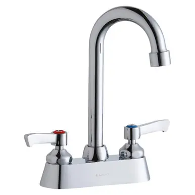 Price Cut ELKAY LK406GN04L2 4" Centerset with Exposed Deck Faucet with 4" Gooseneck Spout 2" Lever Handles -Chrome