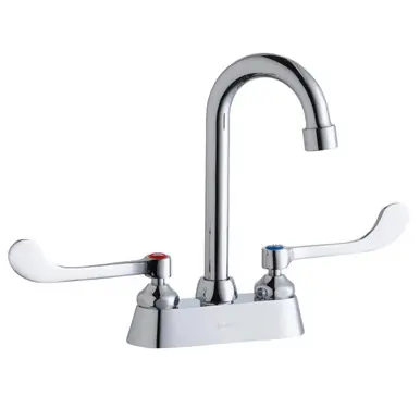 ELKAY LK406GN04T6 4" Centerset with Exposed Deck Faucet with 4" Gooseneck Spout 6" Wristblade Handles -Chrome Express Delivery