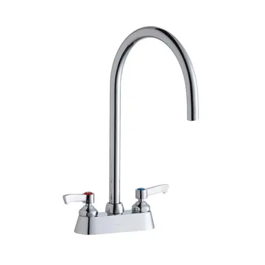 Buy Online ELKAY LK406LGN08L2 4" Centerset with Exposed Deck Laminar Flow Faucet with 8" Gooseneck Spout 2" Lever Handles -Chrome