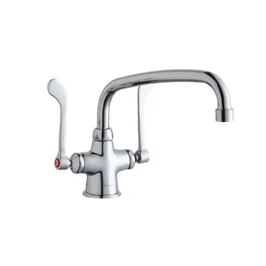 Warranty Included ELKAY LK500AT10T6 Single Hole with Concealed Deck Faucet with 10" Arc Tube Spout 6" Wristblade Handles -Chrome