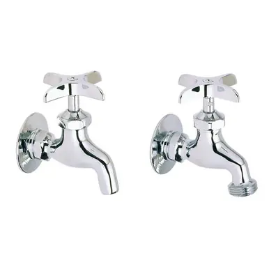 Super Sale ELKAY LK69C Commercial Service/ Utility Single Hole Wall Mount Faucet 1 pair -Chrome