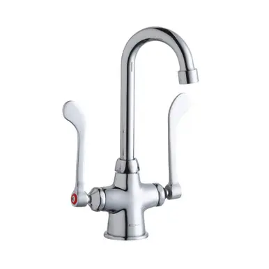 Best Seller ELKAY LK500GN04T6 Single Hole with Concealed Deck Faucet with 4" Gooseneck Spout 6" Wristblade Handles -Chrome