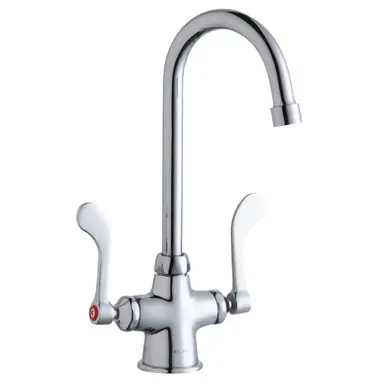 Buy Direct ELKAY LK500GN05T4 Single Hole with Concealed Deck Faucet with 5" Gooseneck Spout 4" Wristblade Handles -Chrome