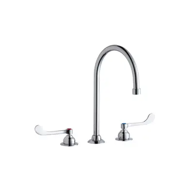 Price Cut ELKAY LK800GN08T6 8" Widespread Faucet with 8" Gooseneck Spout 6" Wristblade Handles -Chrome