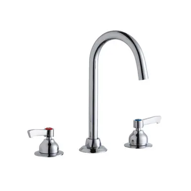 Last Chance ELKAY LK800LGN05L2 8" Widespread Laminar Flow Faucet with 5" Gooseneck Spout 2" Lever Handles -Chrome