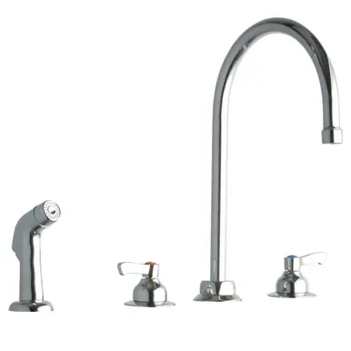 ELKAY LK801GN08L2 8" Widespread Faucet with 8" Gooseneck Spout 2" Lever Handles with Side Spray -Chrome Cheap