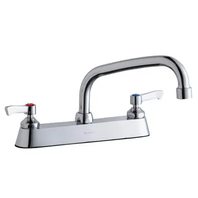 New Arrival ELKAY LK810AT08L2 8" Centerset with Exposed Deck Faucet with 8" Arc Tube Spout 2" Lever Handles -Chrome