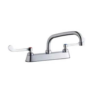 Buy Direct ELKAY LK810AT08T6 8" Centerset with Exposed Deck Faucet with 8" Arc Tube Spout 6" Wristblade Handles -Chrome
