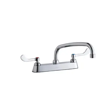 ELKAY LK810AT10T4 8" Centerset with Exposed Deck Faucet with 10" Arc Tube Spout 4" Wristblade Handles -Chrome No Minimum Order