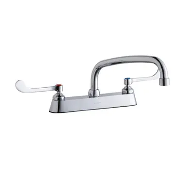 Last Chance ELKAY LK810AT10T6 8" Centerset with Exposed Deck Faucet with 10" Arc Tube Spout 6" Wristblade Handles -Chrome