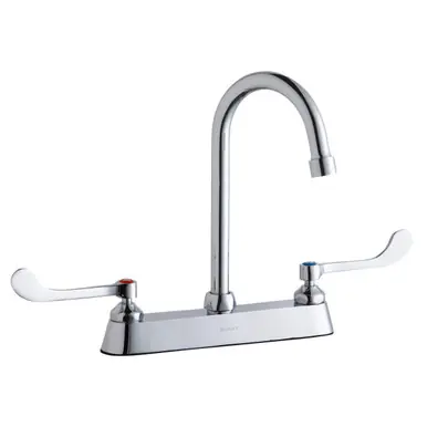 ELKAY LK810GN05T6 8" Centerset with Exposed Deck Faucet with 5" Gooseneck Spout 6" Wristblade Handles -Chrome Best Seller