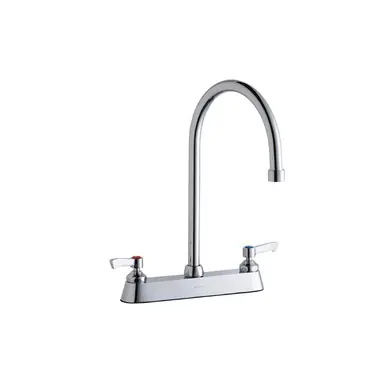 Best Price ELKAY LK810GN08L2 8" Centerset with Exposed Deck Faucet with 8" Gooseneck Spout 2" Lever Handles -Chrome