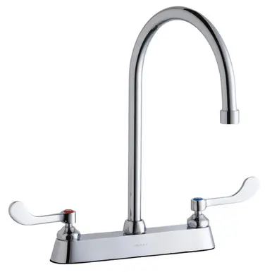 ELKAY LK810GN08T4 8" Centerset with Exposed Deck Faucet with 8" Gooseneck Spout 4" Wristblade Handles -Chrome Exclusive