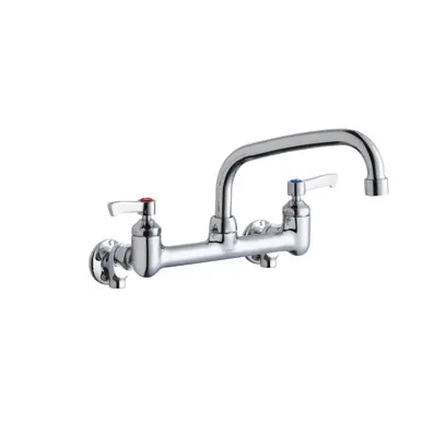 Factory Price ELKAY LK940AT08L2S Foodservice 8" Centerset Wall Mount Faucet with 8" Arc Tube Spout 2" Lever Handles 1/2 Offset Inlets+Stop