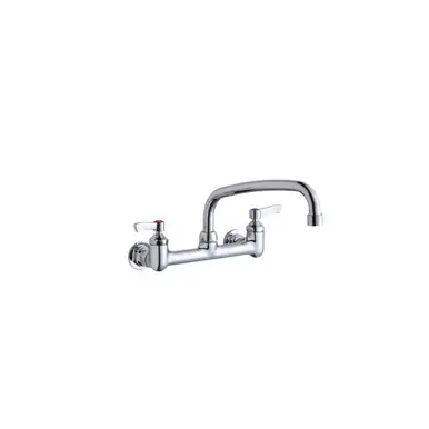 ELKAY LK940AT10L2H Foodservice 8" Centerset Wall Mount Faucet with 10" Arc Tube Spout 2" Lever Handles 1/2in Offset Inlets -Chrome Price Cut