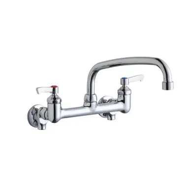 ELKAY LK940AT10L2S Foodservice 8" Centerset Wall Mount Faucet with 10" Arc Tube Spout 2" Lever Handles 1/2 Offset Inlets+Stop Fresh Stock
