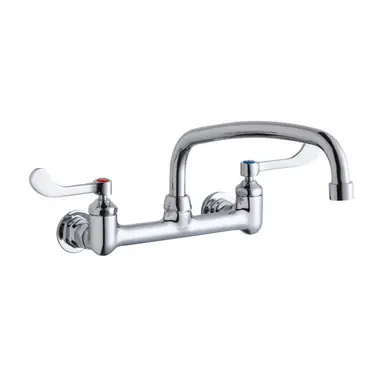 ELKAY LK940AT12T4H Foodservice 8" Centerset Wall Mount Faucet with 12" Arc Tube Spout 4" Wristblade Handles 1/2in Offset Inlets Special Offer