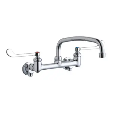 ELKAY LK940AT12T6S Foodservice 8" Centerset Wall Mount Faucet with 12" Arc Tube Spout 6in Wristblade Handles 1/2 Offset Inlets+Stop Sale