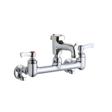 Express Delivery ELKAY LK940BP03L2S 8" Centerset Wall Mount Faucet with 3" Bucket Hook Spt 2in Lever Handles 1/2 Offset Inlets+Stop Polished -Chrome